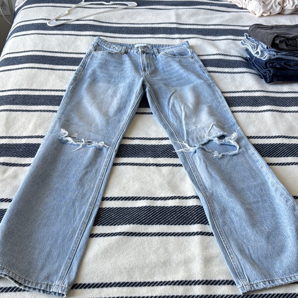 Light Blue Distressed Women's Flare Jeans